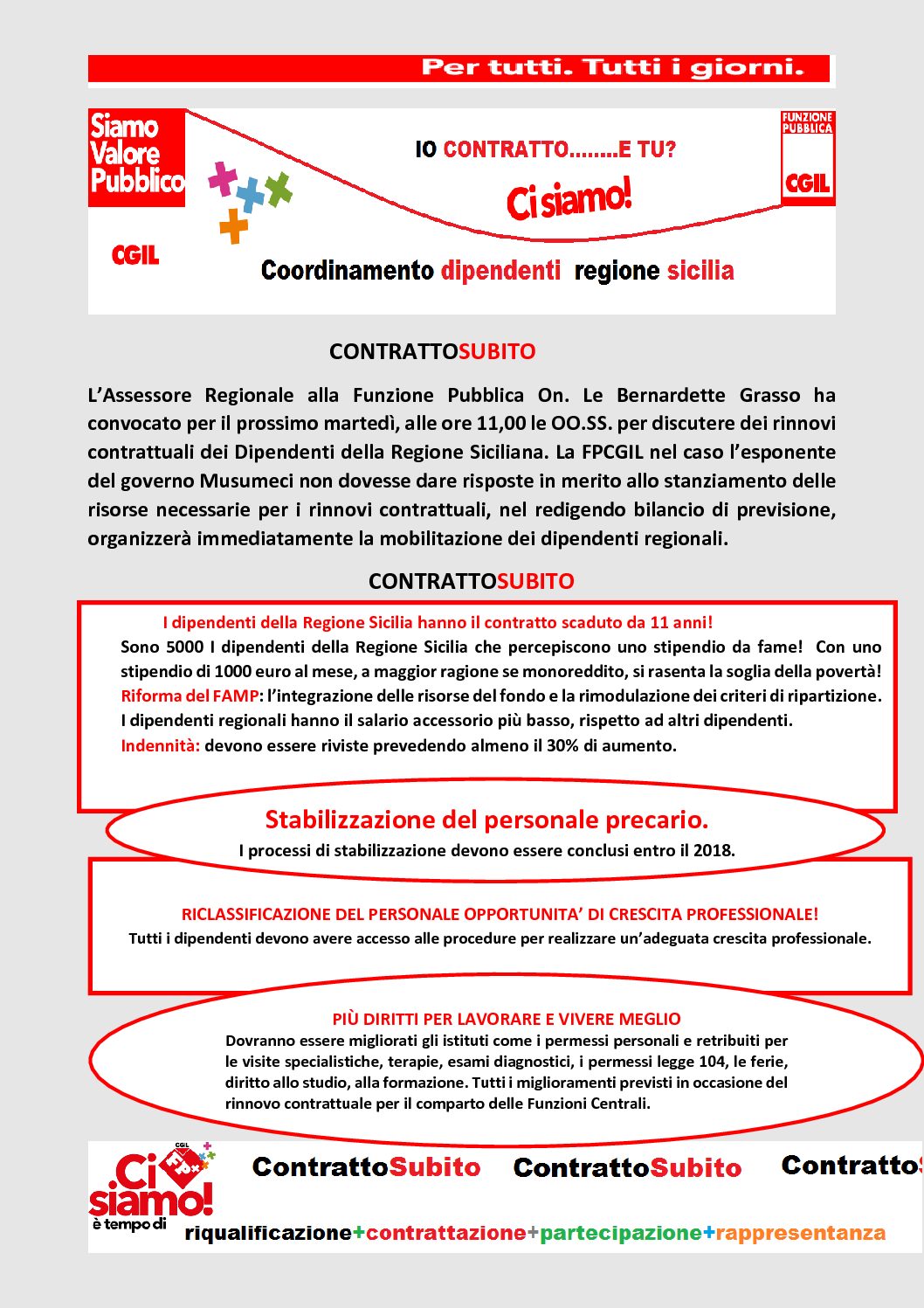 Dipendenti regione Sicilia – IO CONTRATTO…e TU ?